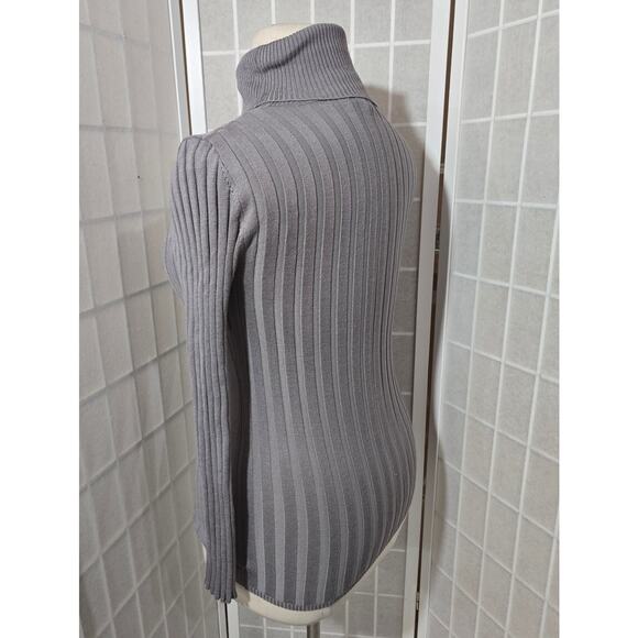 Ashley Stewart Women Gray Ribbed Knit Turtleneck Sweater Shirt Plus Size: 10/12 - Picture 2 of 10